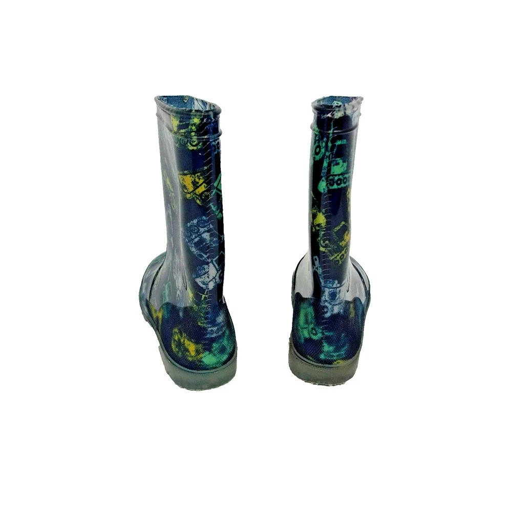 Construction Vehicle Theme Rubber Waterproof Kids Size 2 Rain Boots Classic NWOT